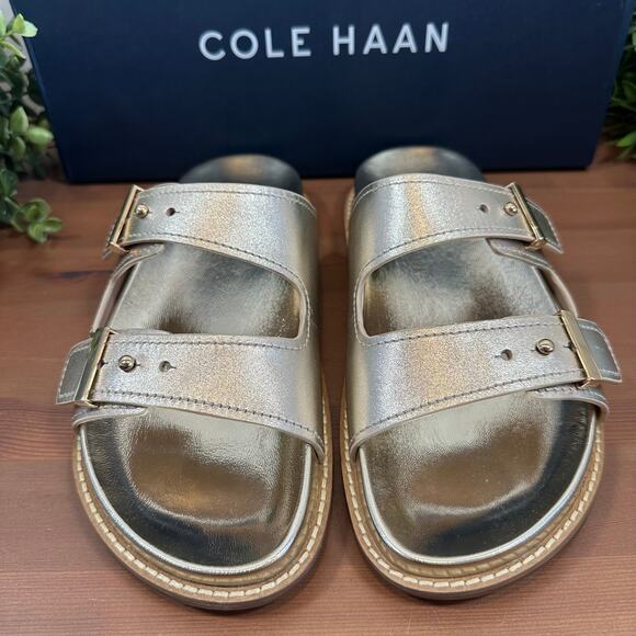 Cole Haan Women's Marisol Footbed Sandals Soft Gold Leather Size 10 - Picture 4 of 8